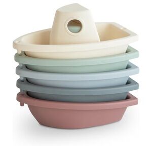 Stackable Boat-Shaped Bath Toys - Cream, Green, Blue, Pink from Mushie brand new